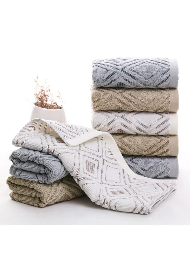 Pidada Hand Towels Set of 2 Diamond Pattern 100% Cotton Absorbent Soft Decorative Towel for Bathroom (Beige Brown) - Image 3